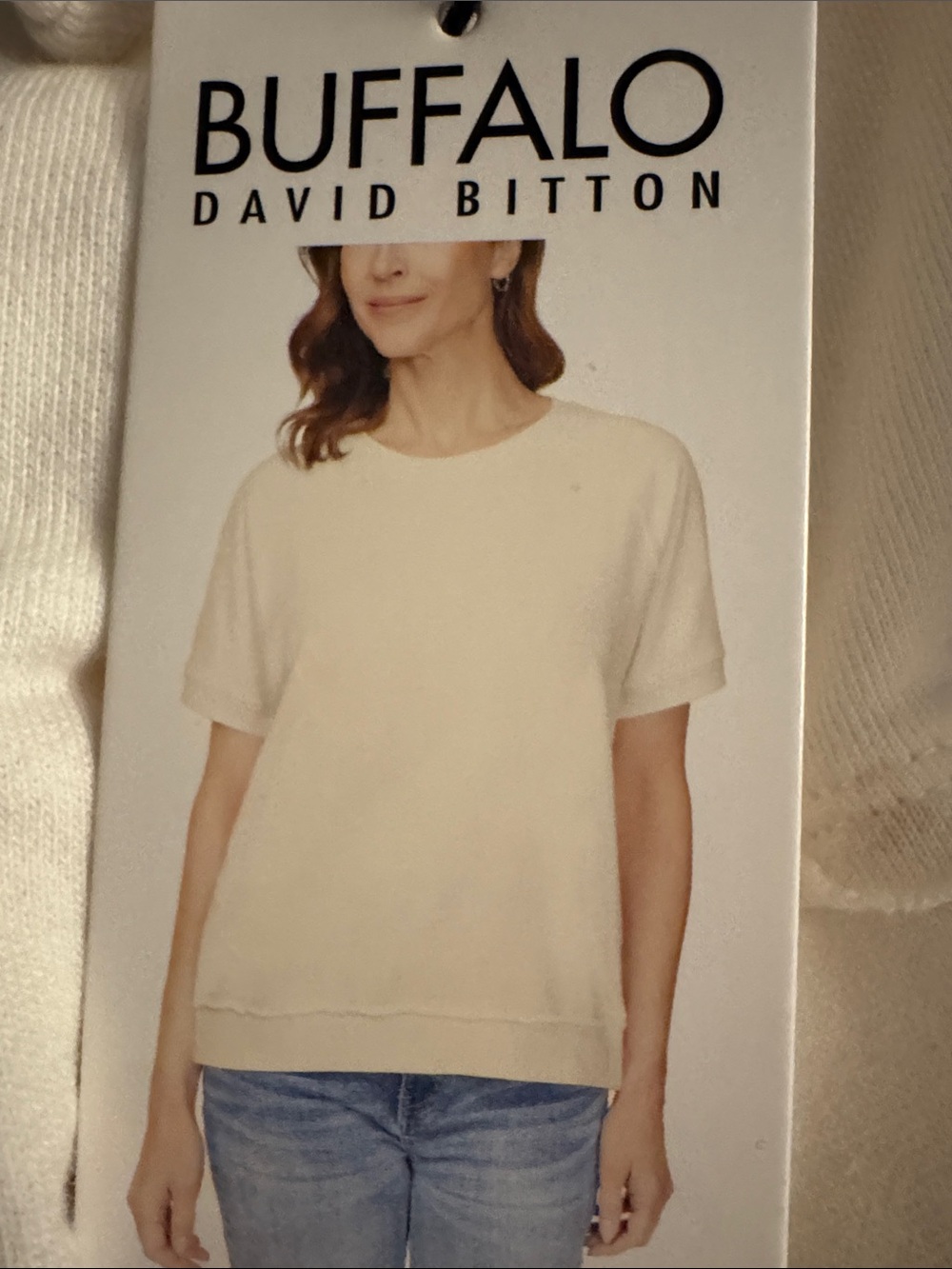 Buffalo David Bitton Cream Short Sleeve Crew Top